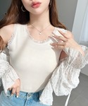 タンクトップ ノースリーブ ドットプリント&無...の詳細画像4
