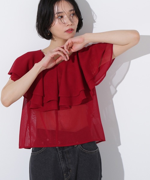 ブラウス シャツ メッシュフリルブラウス レディース N.Natural Beauty Basic ブラウス シャツ メッシュフリル