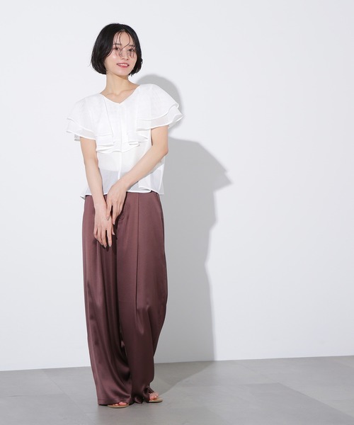 N.Natural Beauty Basic ブラウス シャツ メッシュフリル