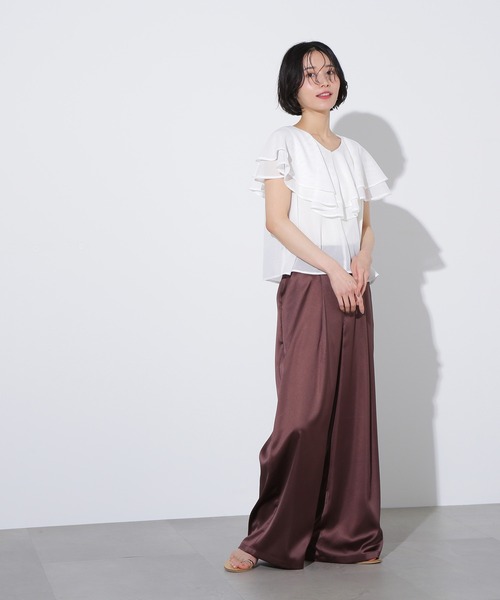 ブラウス シャツ メッシュフリルブラウス レディース N.Natural Beauty Basic ブラウス シャツ メッシュフリル