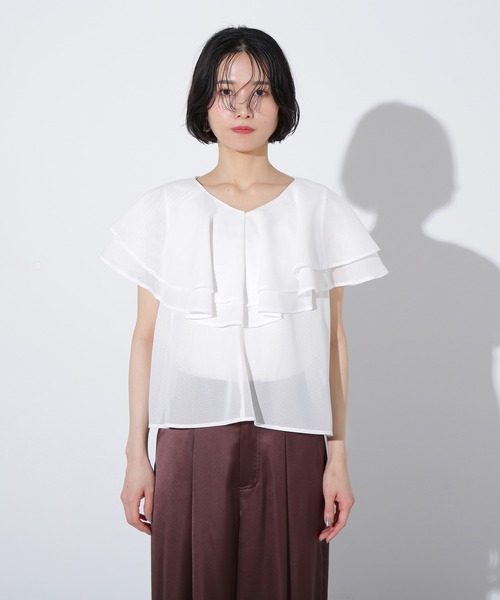 ブラウス シャツ メッシュフリルブラウス レディース N.Natural Beauty Basic ブラウス シャツ メッシュフリル