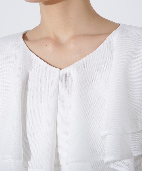 ブラウス シャツ メッシュフリルブラウス レディース N.Natural Beauty Basic ブラウス シャツ メッシュフリル