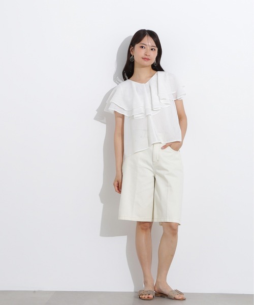 ブラウス シャツ メッシュフリルブラウス レディース N.Natural Beauty Basic ブラウス シャツ メッシュフリル