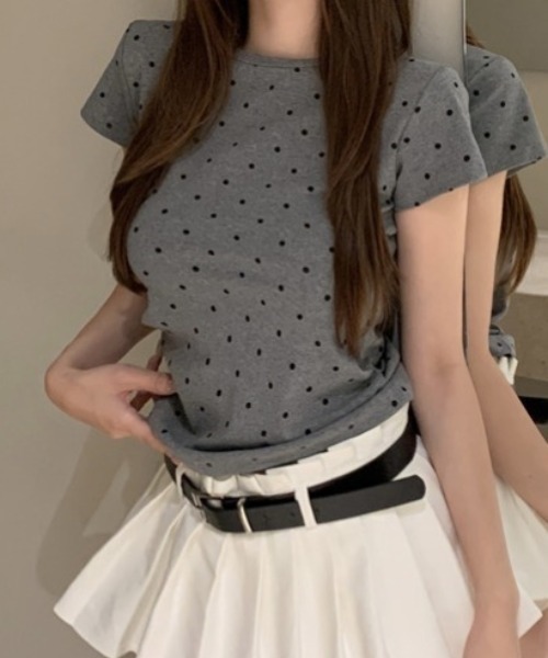 tシャツ ドット タイト クロップド Tシャツ レディース : ZOZOTOWN