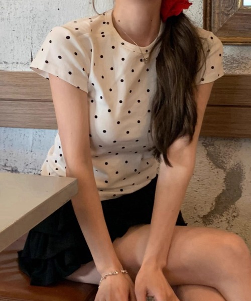 tシャツ ドット タイト クロップド Tシャツ レディース : ZOZOTOWN