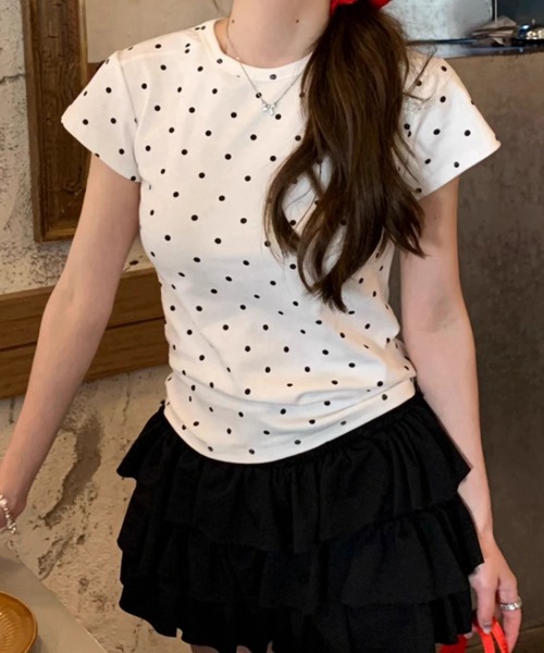 tシャツ ドット タイト クロップド Tシャツ レディース : ZOZOTOWN