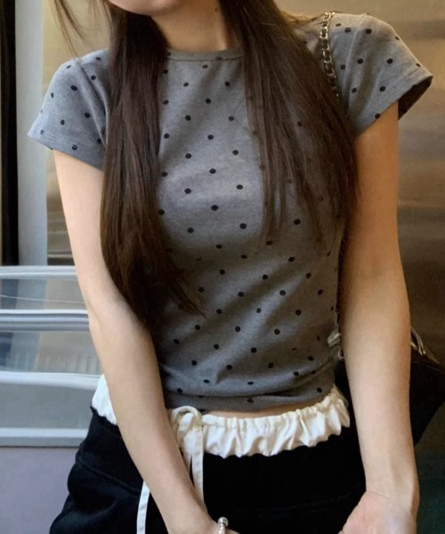 tシャツ ドット タイト クロップド Tシャツ レディース : ZOZOTOWN