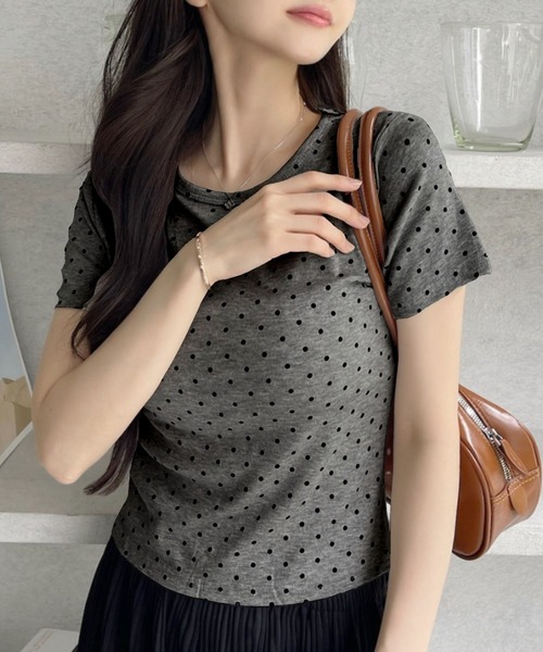 即日発送可能です XS ドットロンT タグ付き tシャツ ドット タイト クロップド Tシャツ レディース : ZOZOTOWN