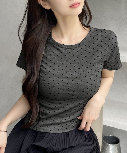 tシャツ ドット タイト クロップド Tシャツ レディース : ZOZOTOWN