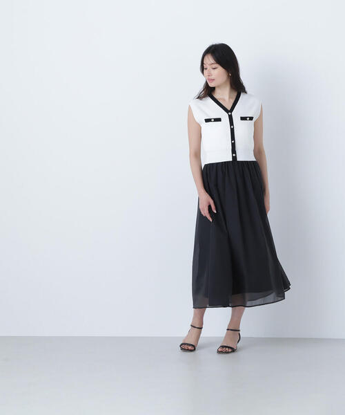 NATURAL BEAUTY 半袖ツイードワンピース NATURAL BEAUTY BASIC ワンピース ツイードジャケット＆ナロー