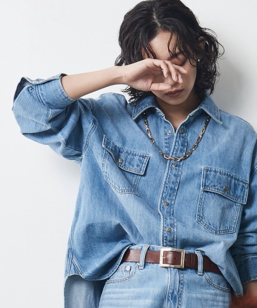 「CHIC STYLE」 長袖シャツ M ライトブルー レディース CHIC STYLE 「CHIC STYLE」 長袖シャツ M ライトブルー