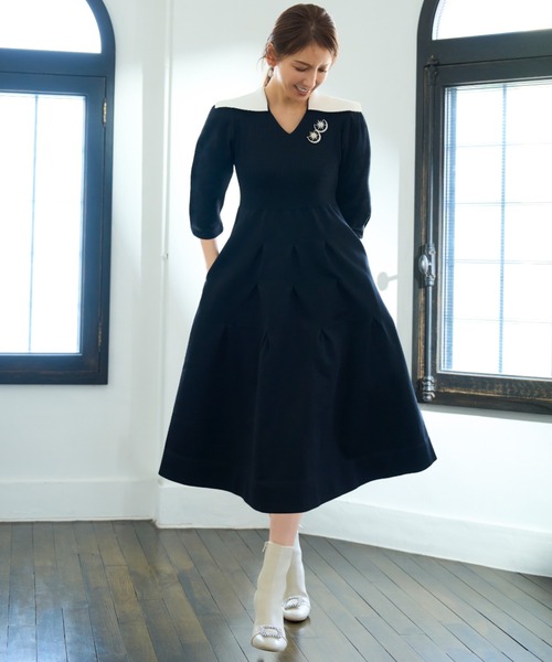 セルフォード 半袖ワンピース ブラック 36 セルフォード CELFORD 21SS