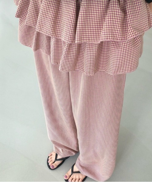 パンツ チェック柄フリルレイヤードパンツ レディース : ZOZOTOWN