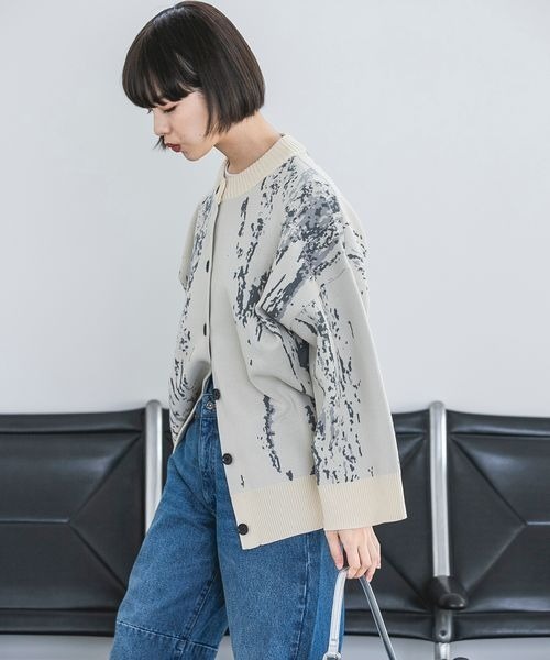 完売☆JEANASIS eL+1 Graffiti Cardigan グレー 完売☆JEANASIS eL+1 Graffiti Cardigan グレー