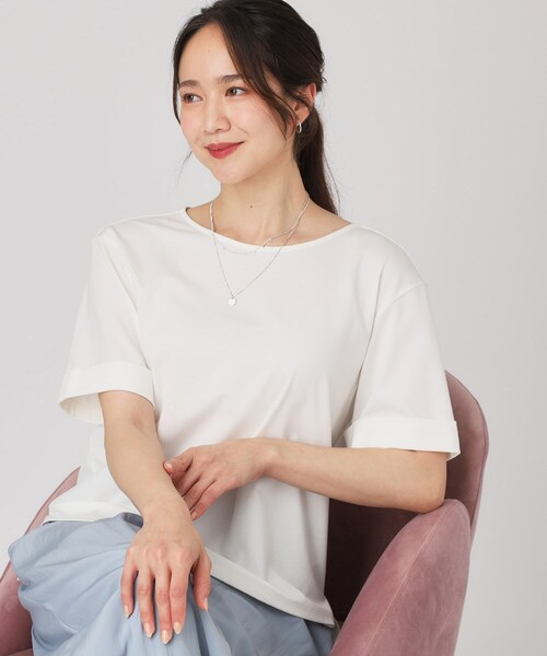 tシャツ 「手洗い可／ジャージ素材／セットアップ可」袖デザインのプルオーバー レディース