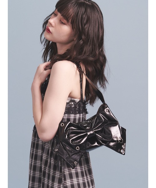 美✨Repetto ブラックレザーハンドバッグ　ショルダーバッグ リボン jouetie（ジュエティ） ショルダーバッグ バッグ リボンベルト