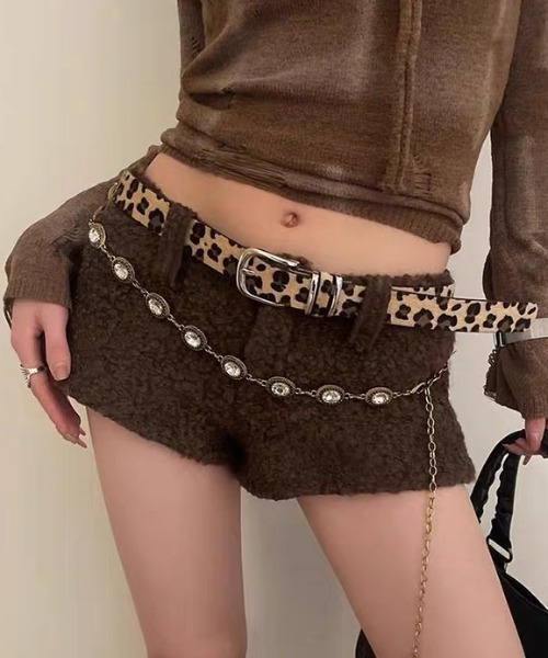 CELENA BEATS ベルト レオパード柄 ハラコ風 レザーベルト レディース