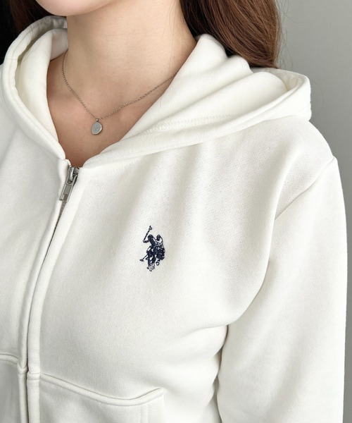 ホワイト パーカー フード付き ポロ刺繍 U.S. POLO ASSN.（ユーエスポロアッスン） パーカー U.S.POLO ASSN
