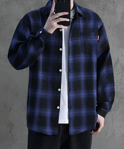 B.I.D. シャツ 「Bz」オンブレチェックシャツ メンズ レディース