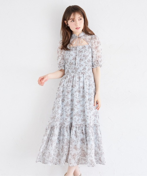 tocco closet ワンピース リボン付きオープンデコルテ