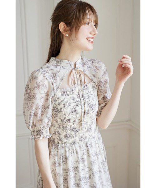【即日発送⭐️完売品】トッコクローゼット　花柄ワンピ tocco closet ワンピース リボン付きオープンデコルテ