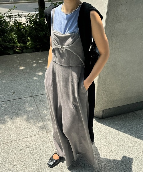 me⭐︎AMERI⭐︎オールインワン美品Sサイズ Ameri（アメリ） オールインワン DENIM LIKE VOLUME CAMI ROMPERS