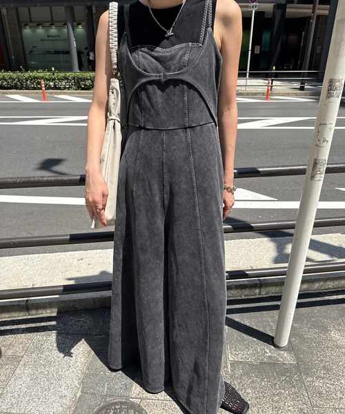 Ameri（アメリ） オールインワン DENIM LIKE VOLUME CAMI ROMPERS