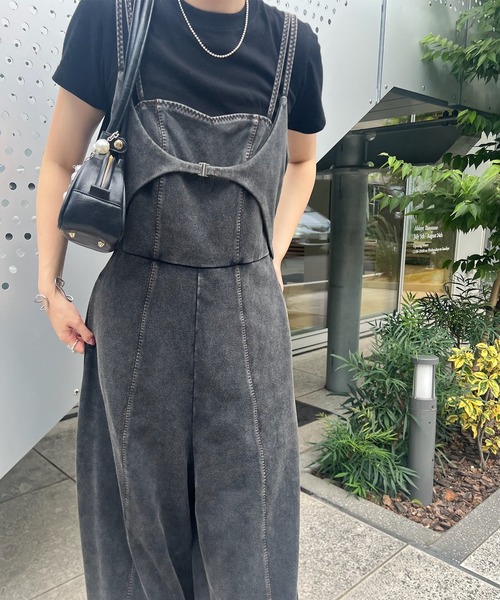 Ameri（アメリ） オールインワン DENIM LIKE VOLUME CAMI ROMPERS