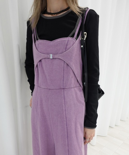 Ameri（アメリ） オールインワン DENIM LIKE VOLUME CAMI ROMPERS