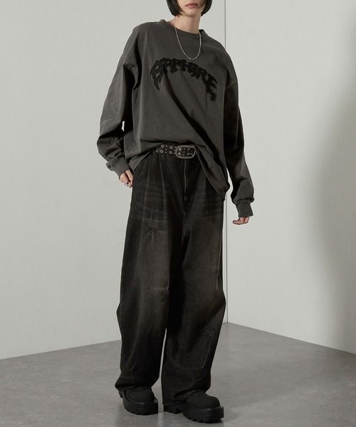 tシャツ 「Alfred Alex」ヴィンテージ加工ピグメントロゴパッチロンT