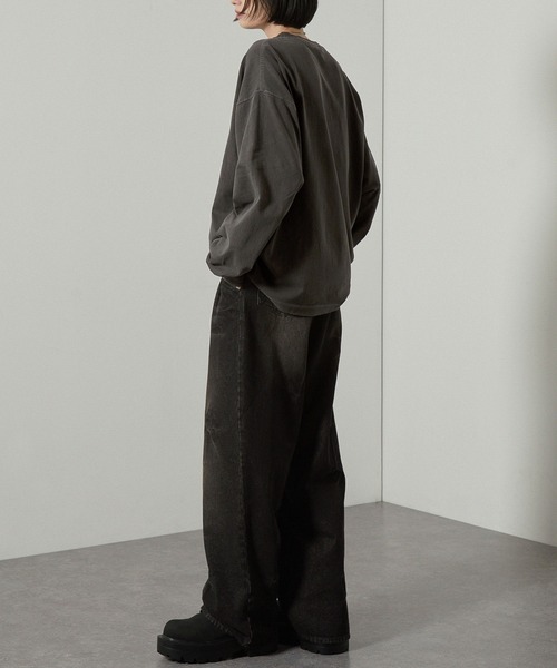 tシャツ 「Alfred Alex」ヴィンテージ加工ピグメントロゴパッチロンT