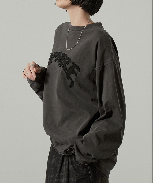 tシャツ 「Alfred Alex」ヴィンテージ加工ピグメントロゴパッチロンT