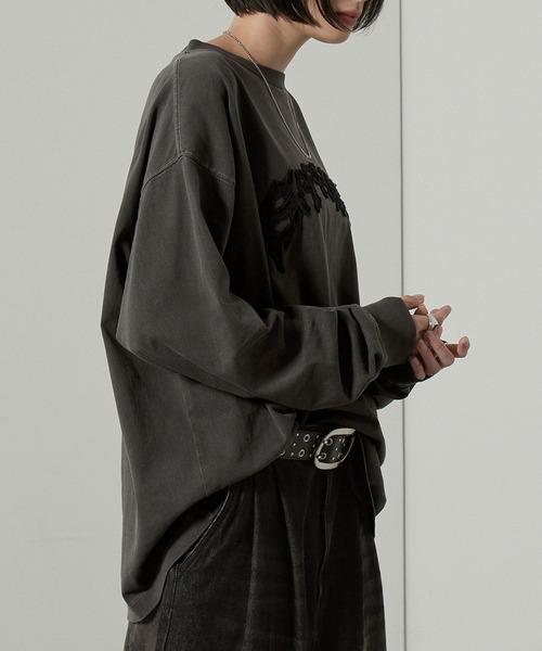 tシャツ 「Alfred Alex」ヴィンテージ加工ピグメントロゴパッチロンT