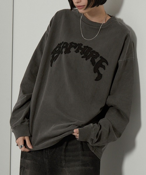 tシャツ 「Alfred Alex」ヴィンテージ加工ピグメントロゴパッチロンT