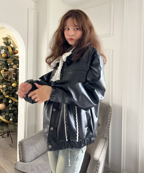 MORE self LOVE レザージャケット ライダース ハートルーズフェイク