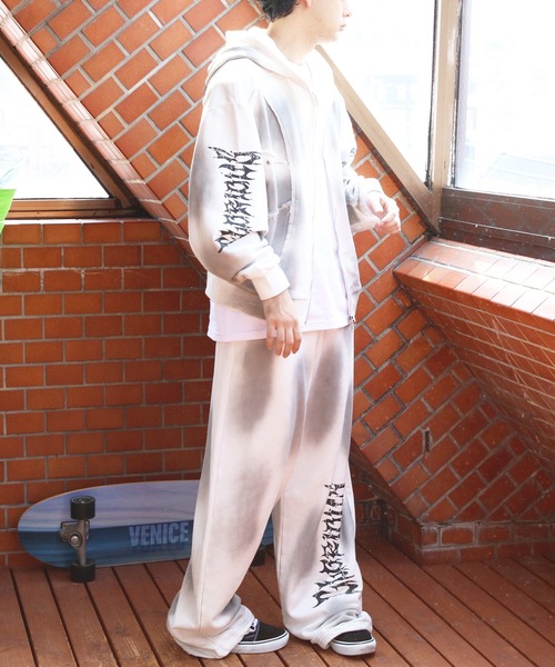 8 パーカー スプレー加工切り替えZIPパーカー メンズ レディース