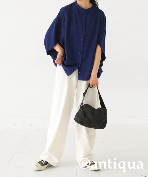 「antiqua」 「patterntorso」ドルマンスリーブブラウス P ネイビー レディース_画像4