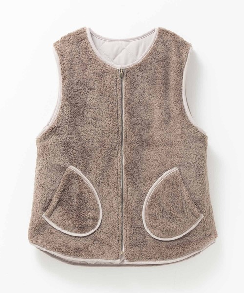 NAVY ベスト ジレ ボア×タフタ リバーシブルZIPベスト「保温 撥水