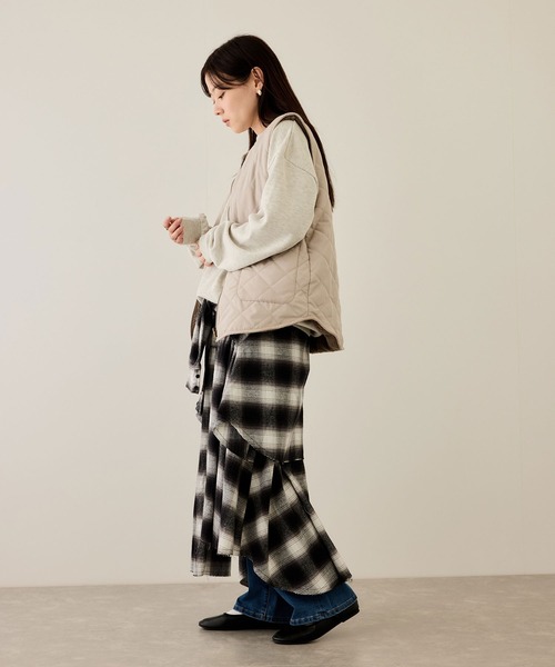 NAVY ベスト ジレ ボア×タフタ リバーシブルZIPベスト「保温 撥水