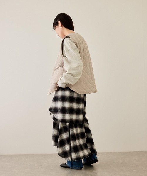 NAVY ベスト ジレ ボア×タフタ リバーシブルZIPベスト「保温 撥水