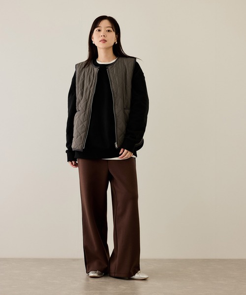 NAVY ベスト ジレ ボア×タフタ リバーシブルZIPベスト「保温 撥水