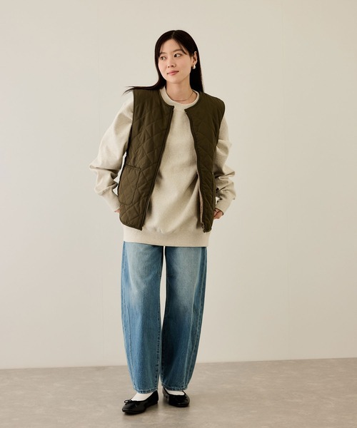 NAVY ベスト ジレ ボア×タフタ リバーシブルZIPベスト「保温 撥水