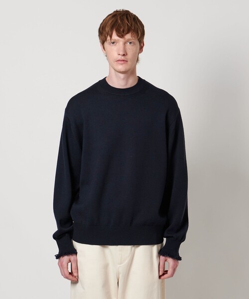 LOEFFウール 9G フリンジ クルーネックニット UNISEX LOEFF（ロエフ）の「＜LOEFF＞ウール 9G フリンジ クルーネックニット