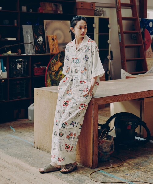 「Freada」 半袖シャツ フリ- オフホワイト レディース_画像2