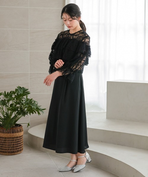 ドレス モール刺繍レース使いティアードワンピースドレス_18