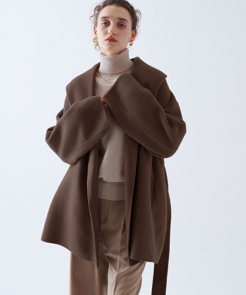 アウター ウールメルトンミドルリバーコート レディース　N.O.R.C N.O.R.C コート アウター ウールメルトンミドルリバーコート