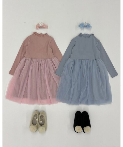 ワンピース チュールドッキングワンピース キッズ 子供服 女の子