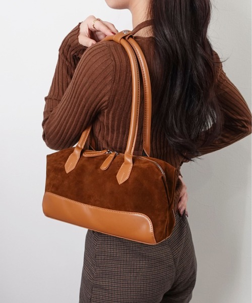 unnu（ユヌ） ボストンバッグ トラッドラインスエードタッチバッグ