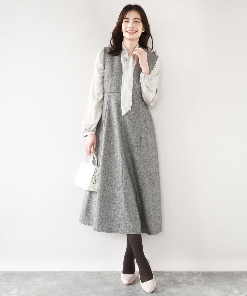 OBLI オブリ ツイードジャンパースカート OFUON（オフオン） ジャンパースカート 「2025AW」ラメツイードVネック