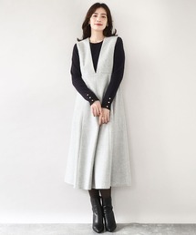 OFUON（オフオン） ジャンパースカート 「2025AW」ラメツイードVネック